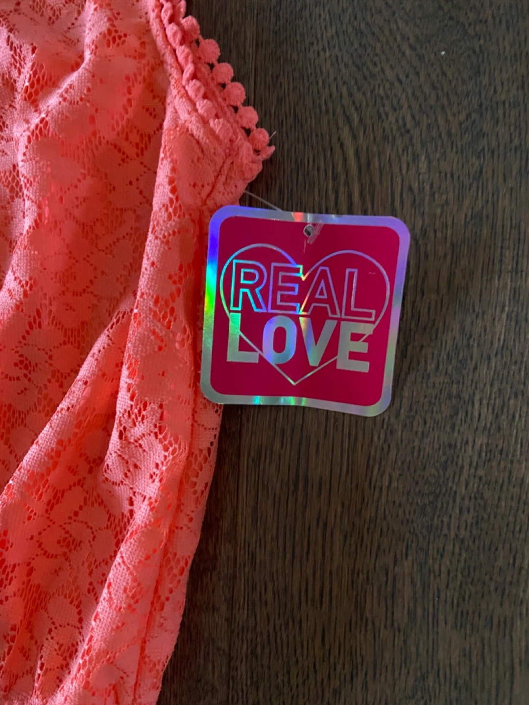 NWT: Real Love Coral Lace Romper Size 14/16 - photo 3