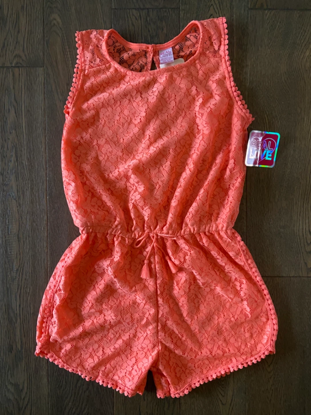 NWT: Real Love Coral Lace Romper Size 14/16