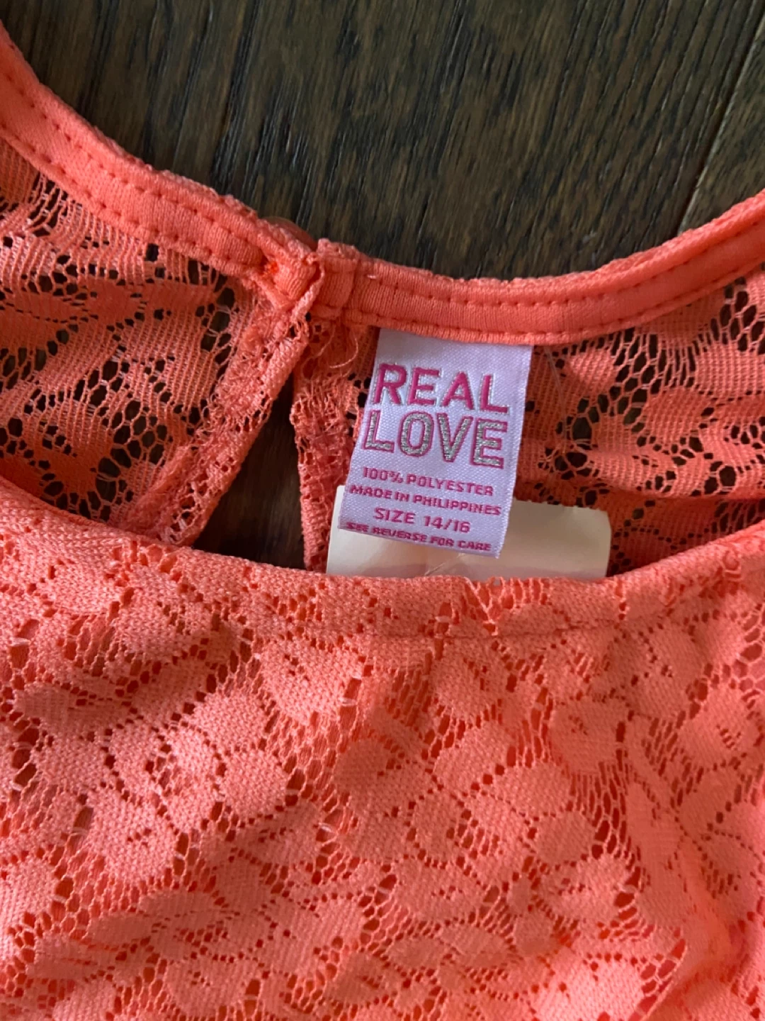 NWT: Real Love Coral Lace Romper Size 14/16 - photo 4