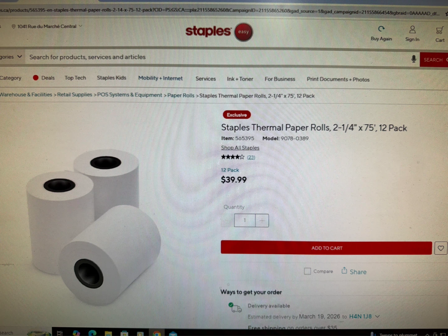 Staples Thermal Paper Rolls - 12 Pack - photo 2