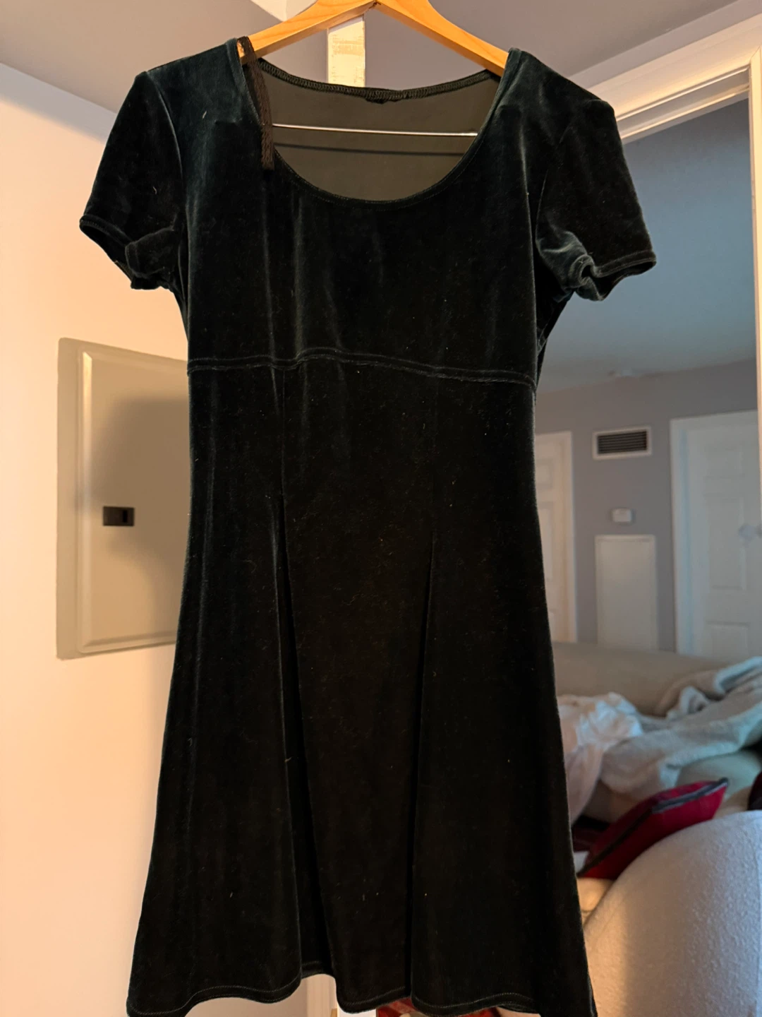 Women's Velvet Short Sleeve Mini Dress - photo 2