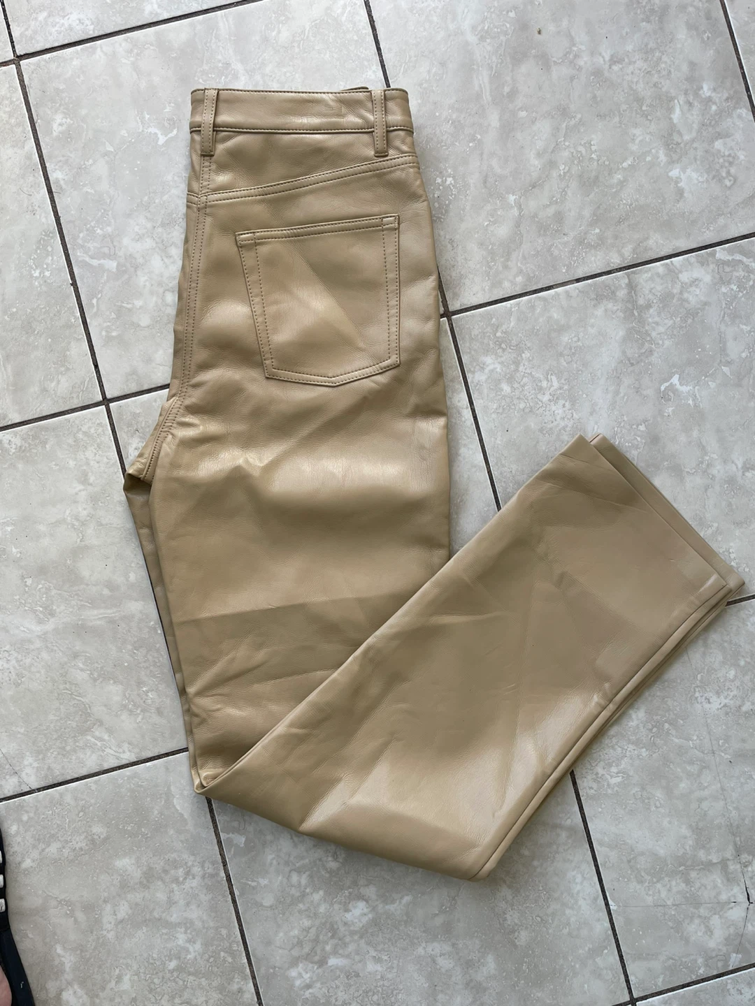 Tan Faux Leather Pants - photo 2
