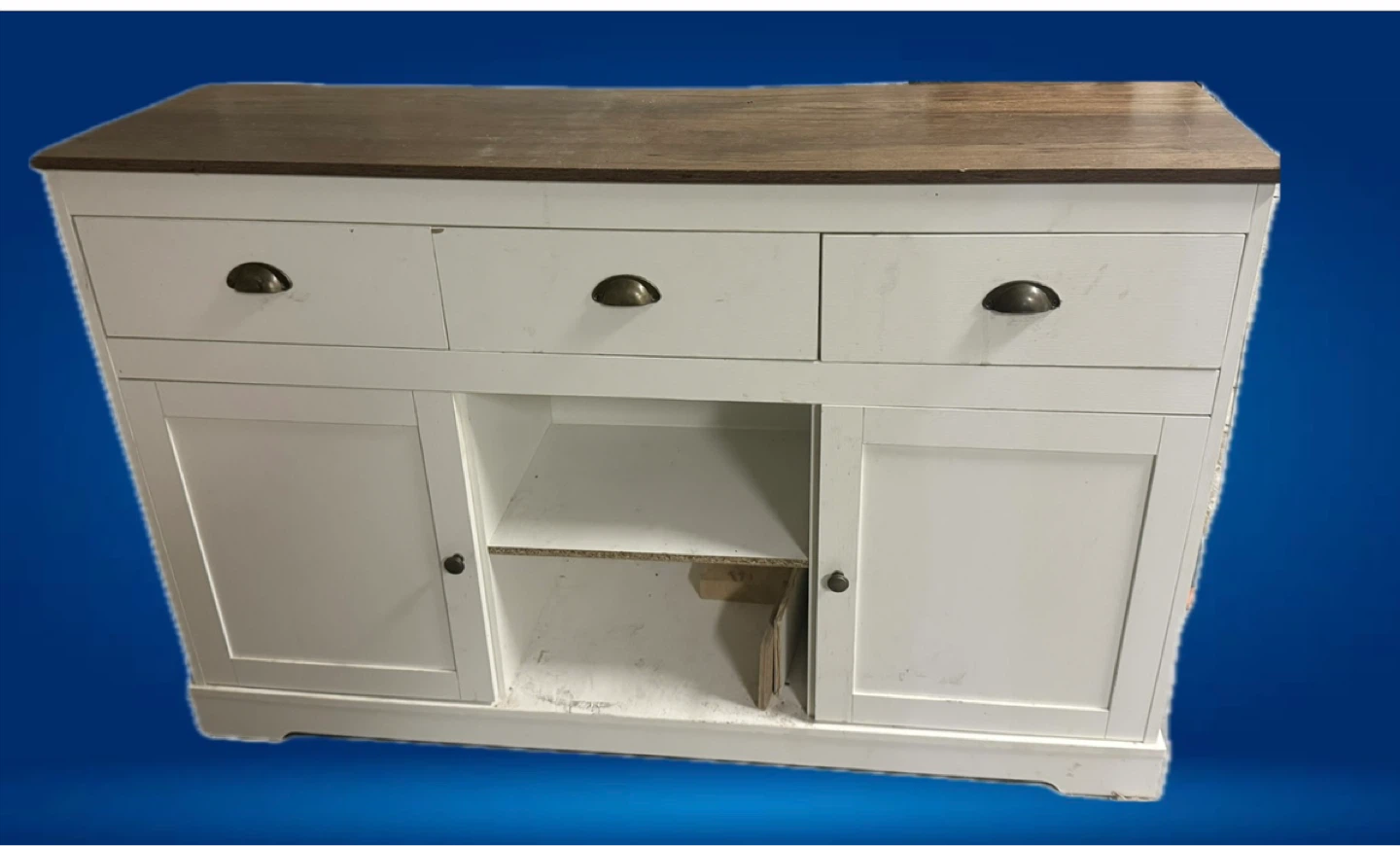 White Sideboard with Wooden Top