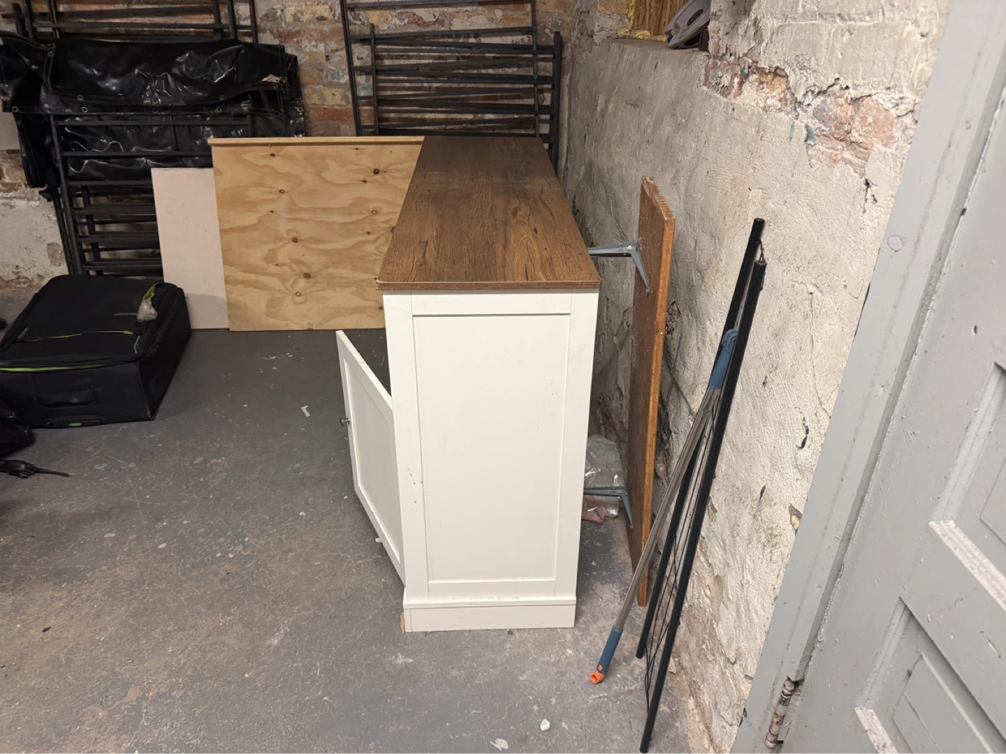 White Sideboard with Wooden Top - photo 2
