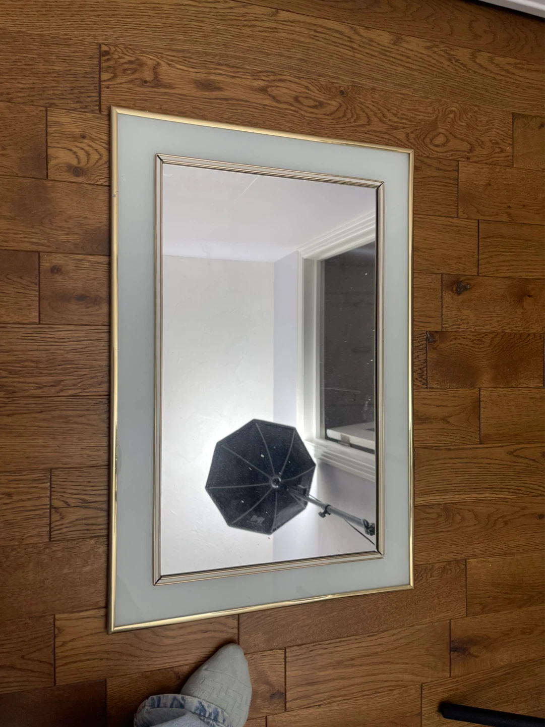 Vintage Wall Mirror with White and Gold Frame