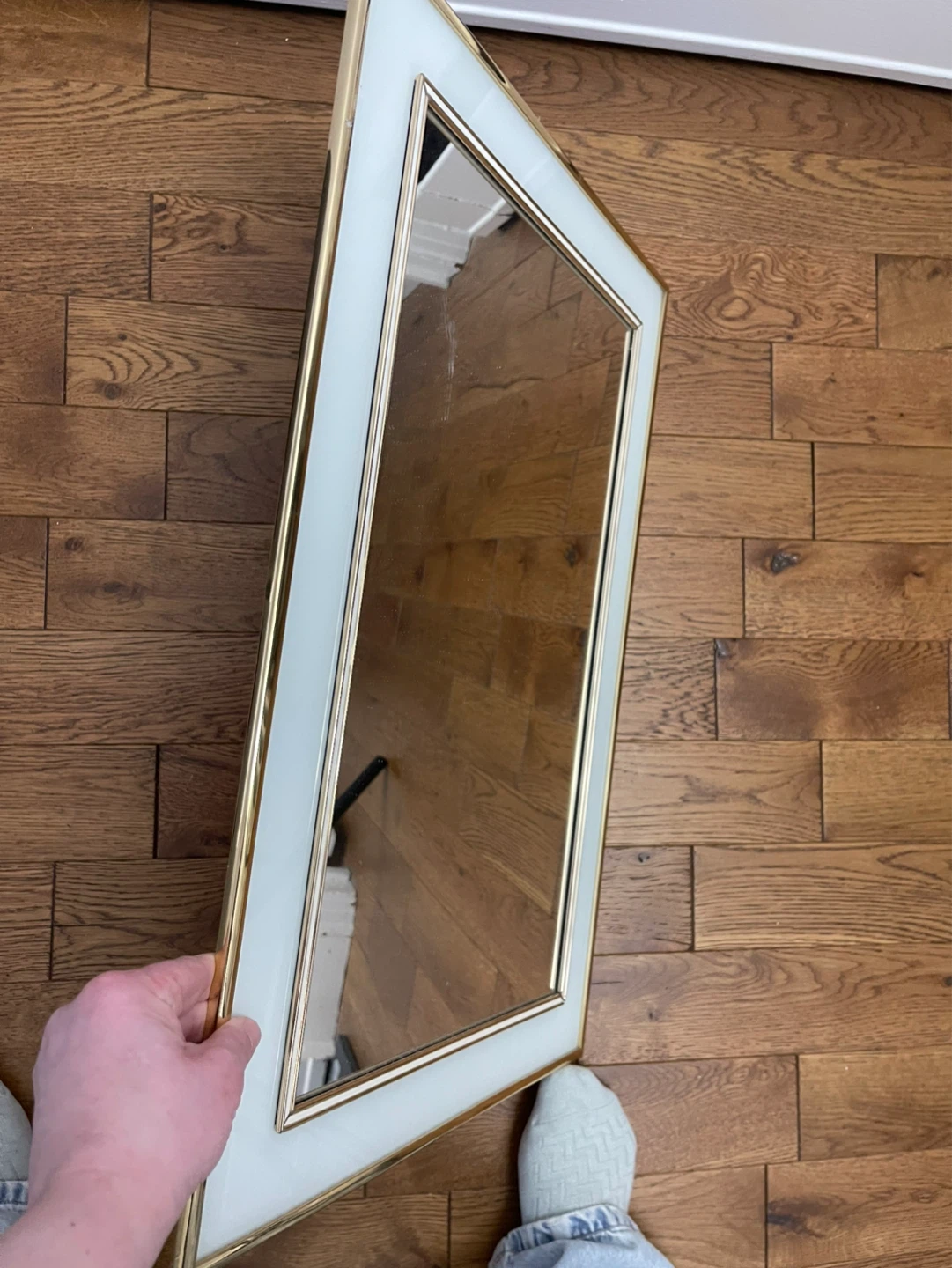 Vintage Wall Mirror with White and Gold Frame - photo 2