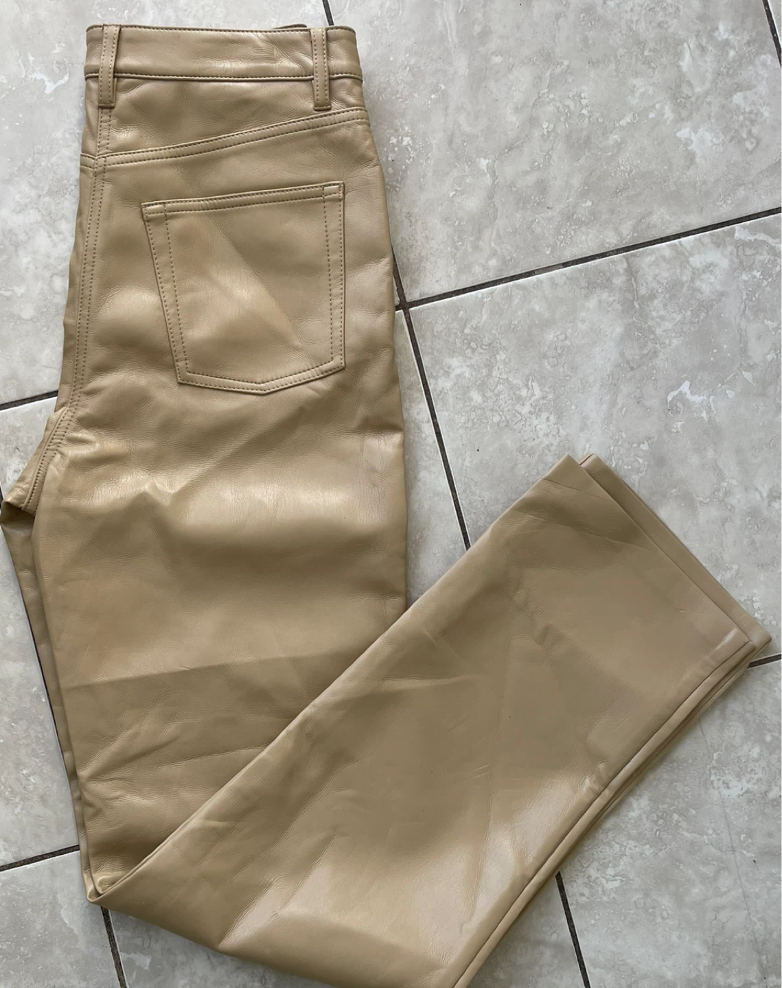 Tan Faux Leather Pants - photo 3