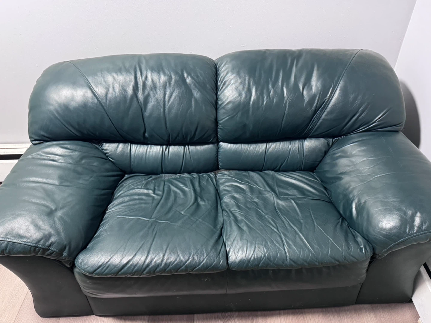 Green Leather Armchair and love seat - photo 2