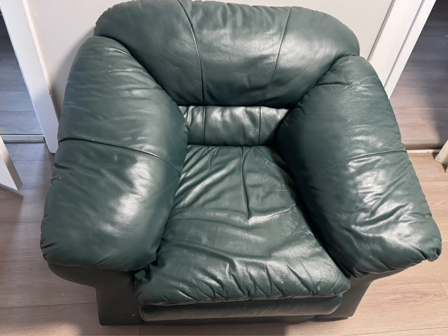 Green Leather Armchair and love seat
