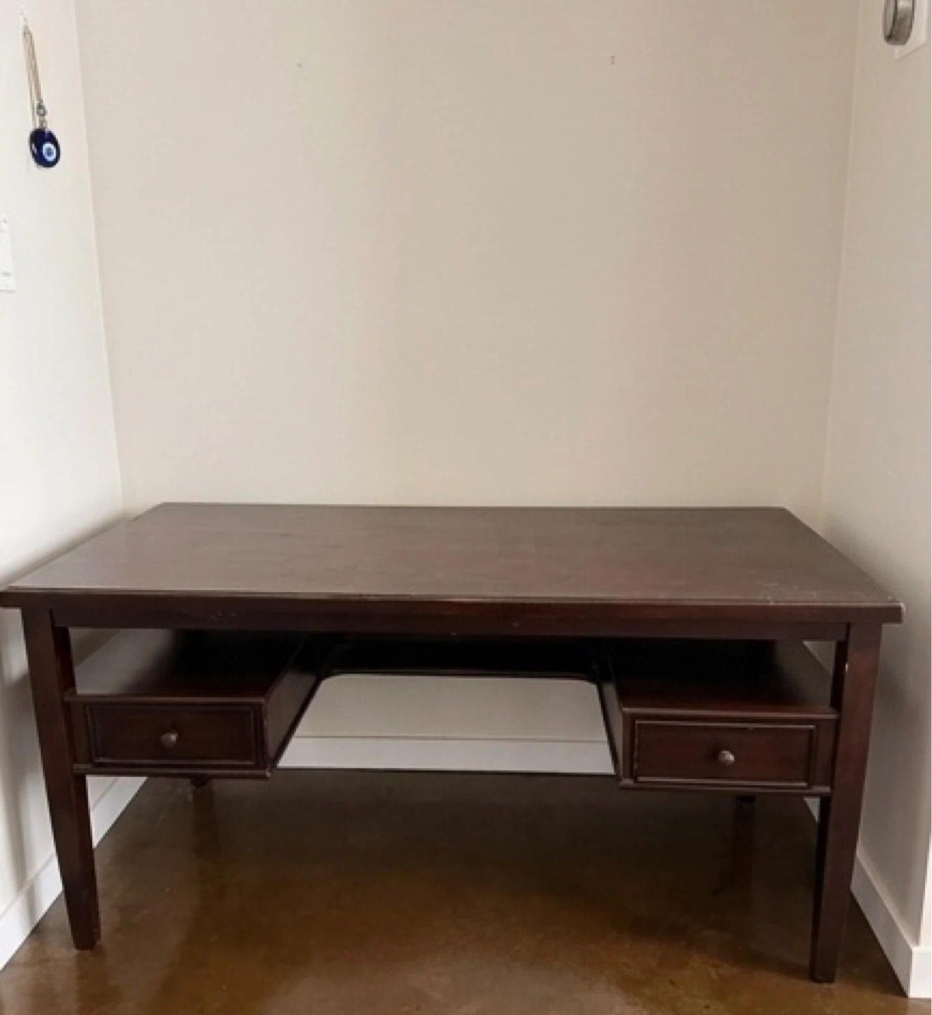 Dark Wood Desk with Two Drawers