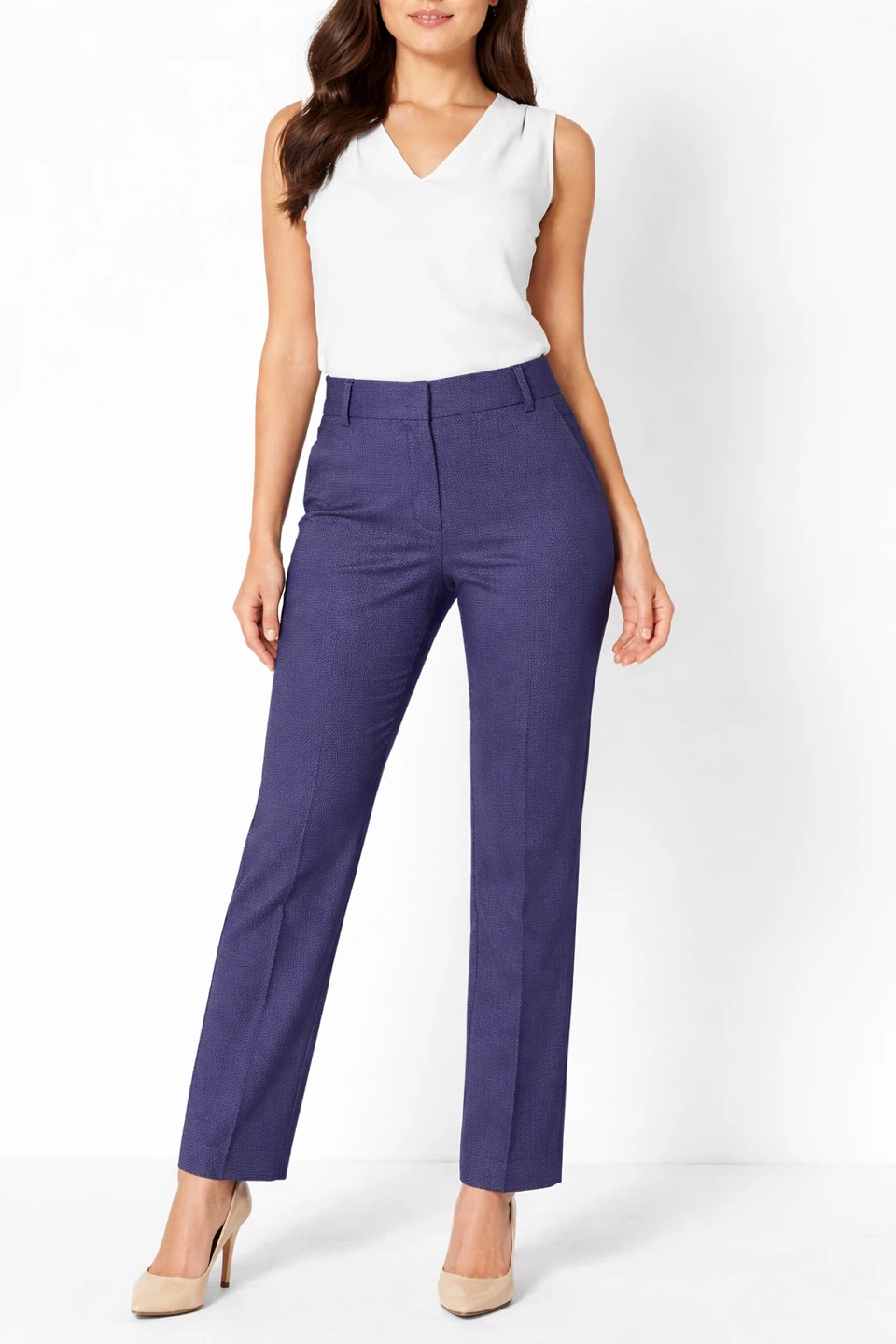 Purple Textured Dress Pants