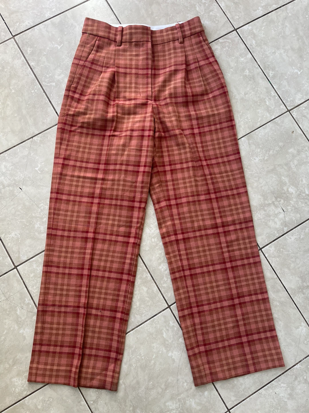 Plaid Wide-Leg Pants - Size Medium