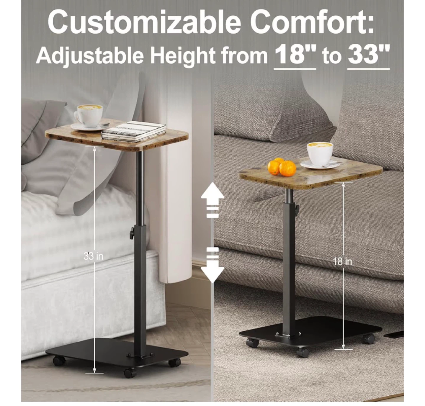Adjustable Height Rolling Laptop Table - photo 2