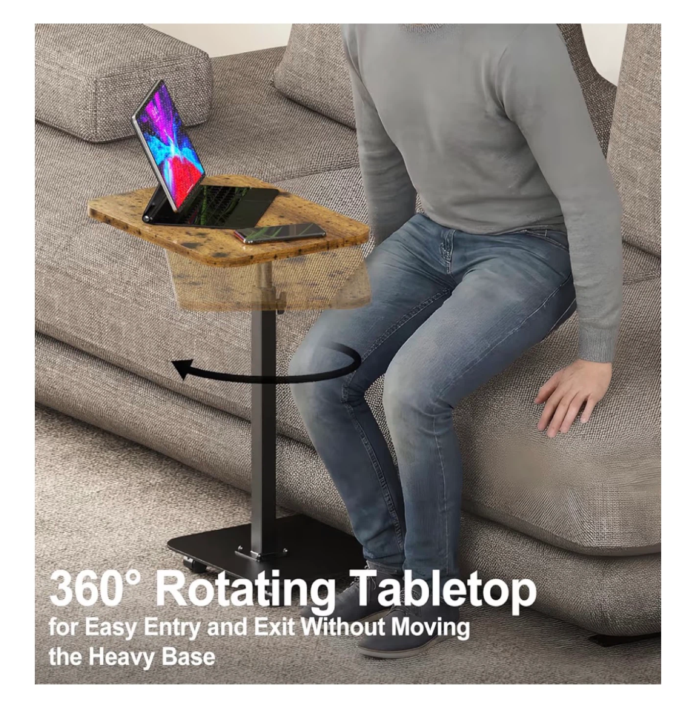 Adjustable Height Rolling Laptop Table - photo 4