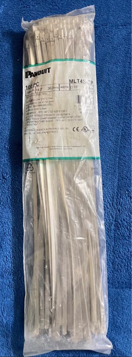 Panduit MLT4S-CP Stainless Steel Cable Ties - 100 Pack