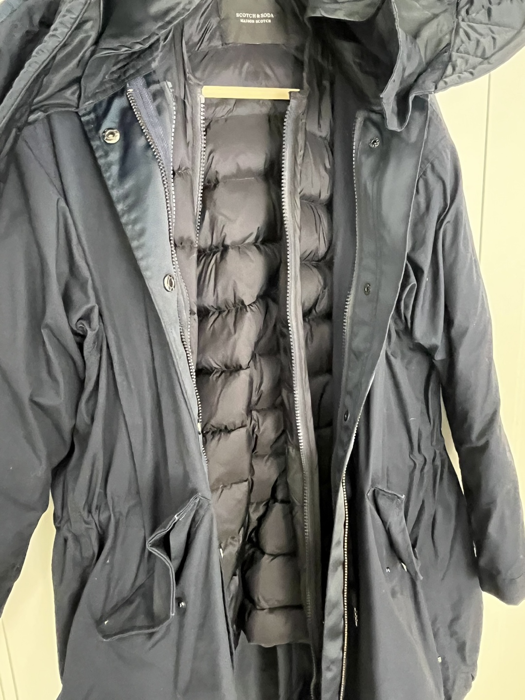 Scotch & Soda Navy Parka with Detachable Quilted Liner