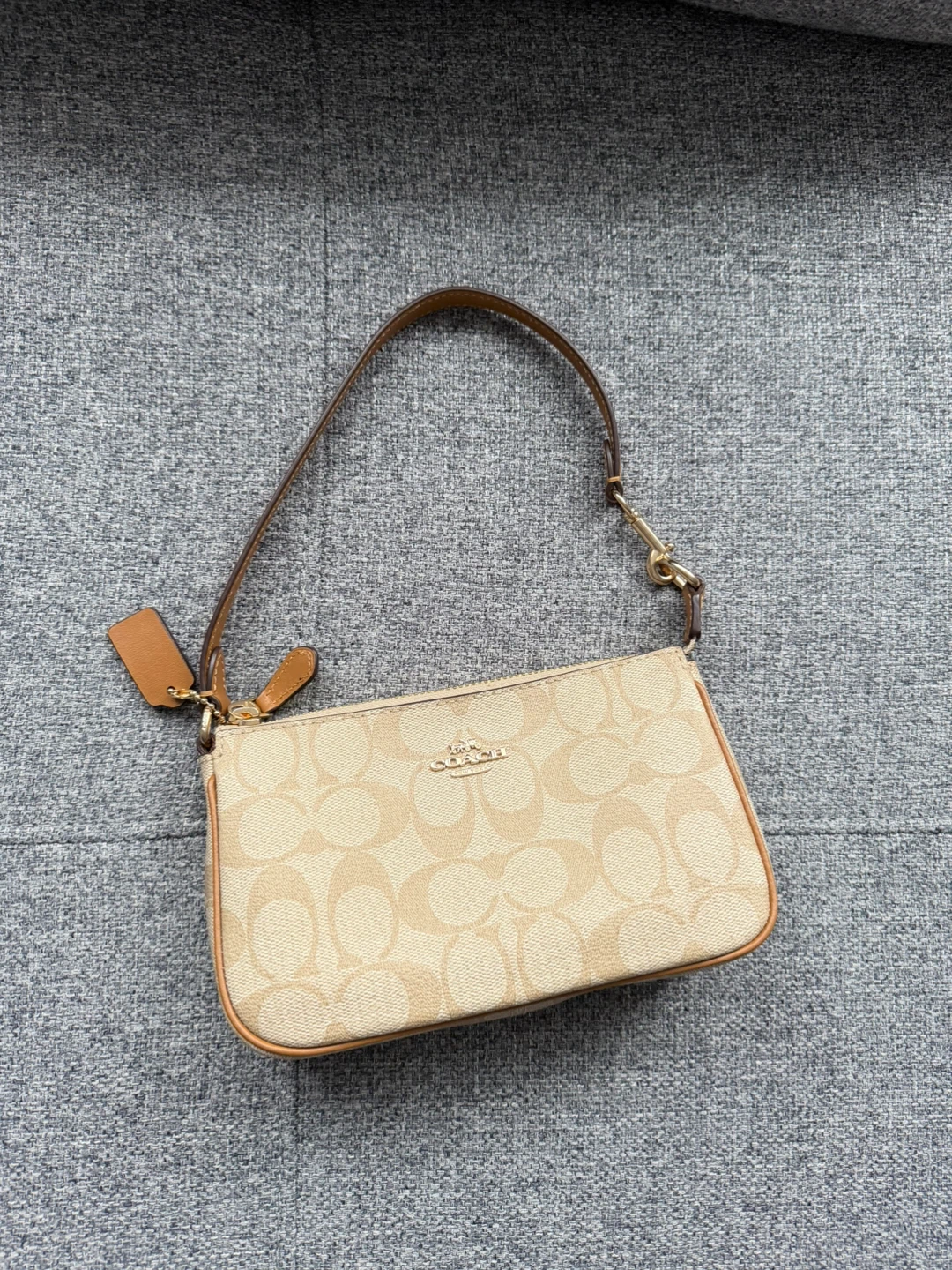 Coach Wristlet - Signature Canvas Tan/Brown