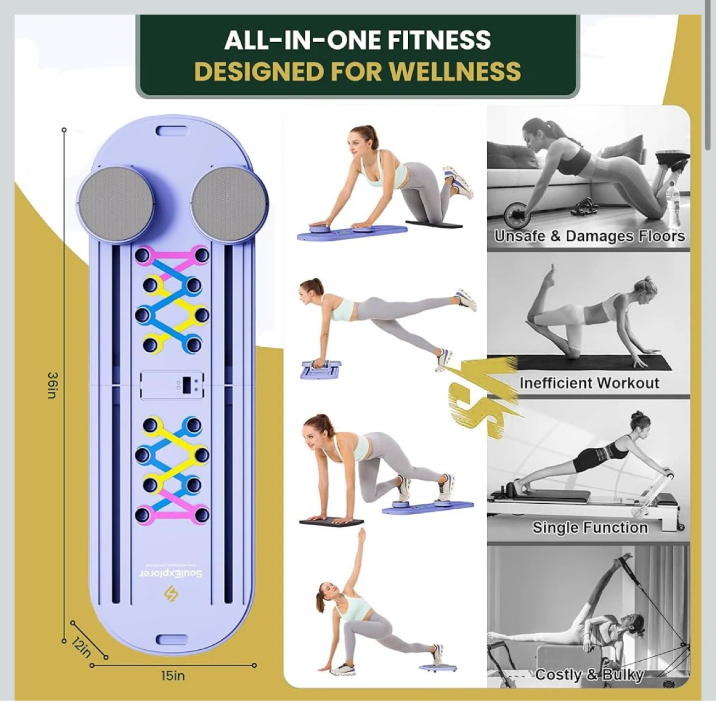 Total Body Workout Pilates Board with Resistance Bands - photo 2
