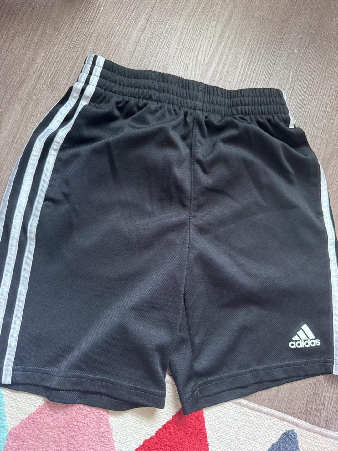 Adidas Black Shorts with White Stripes