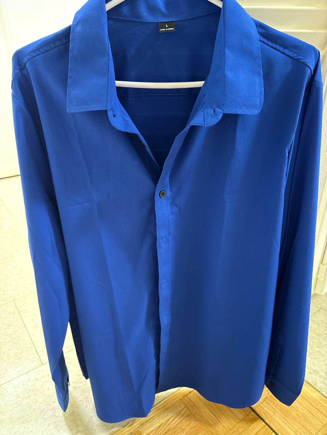 Blue Long Sleeve Button-Up Shirt Size L