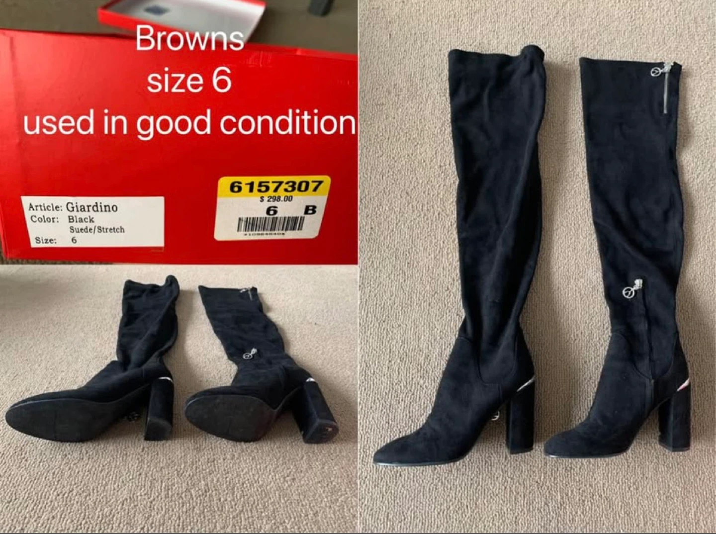 Browns Giardino Over-the-Knee Boots - Size 6