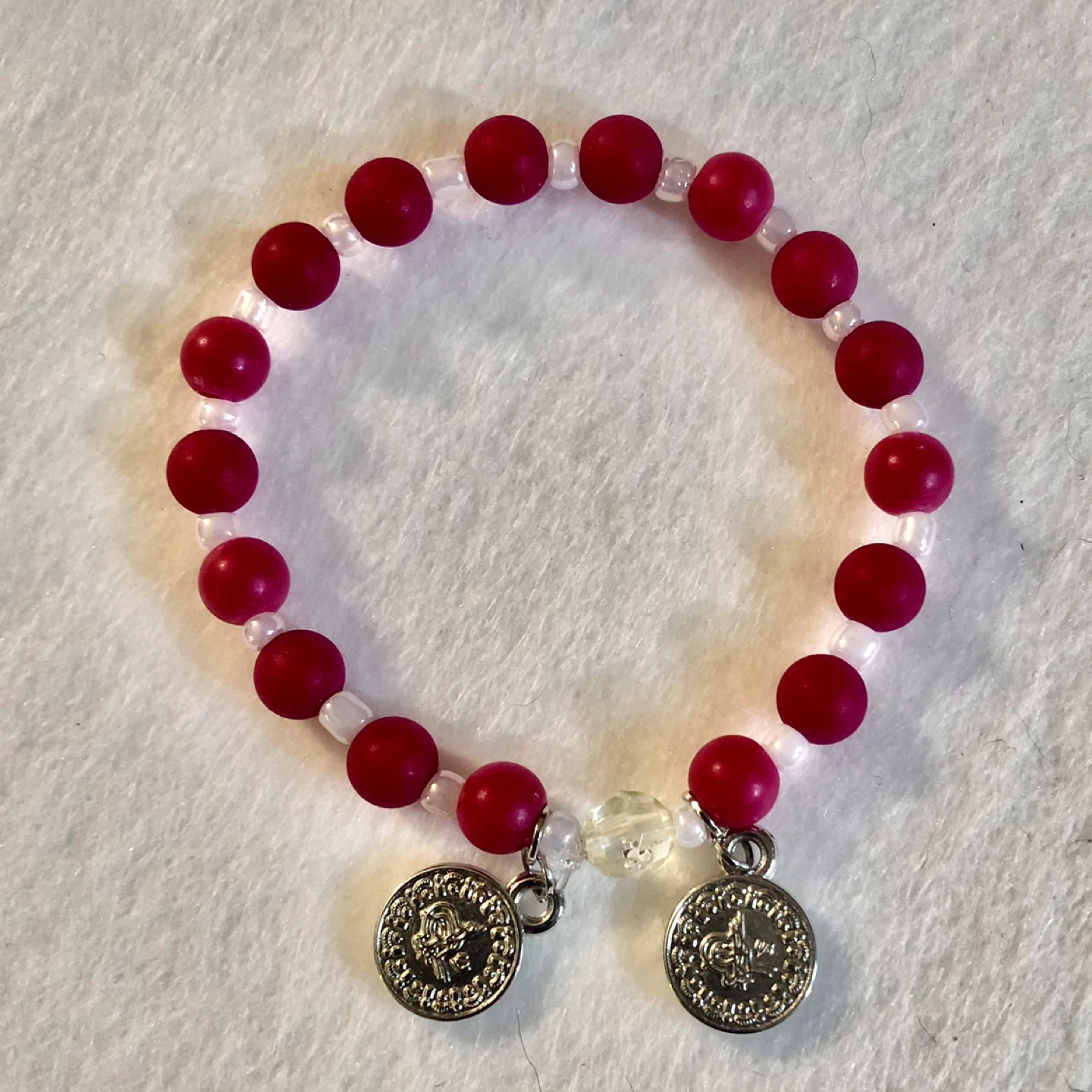 Red Beaded Bracelet with Charms - photo 2