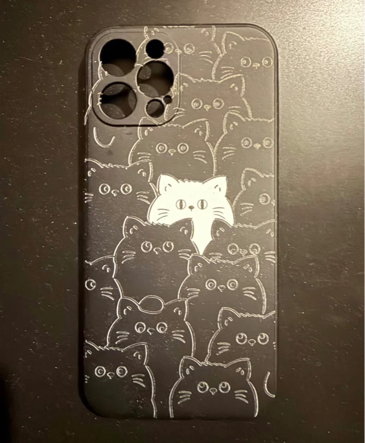 Iphone 12 pro max - Black case with cat print