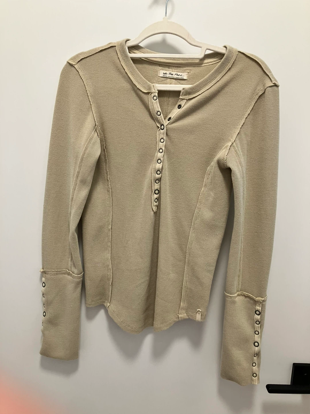 We The Free Long Sleeve Henley Top - Tan - Medium