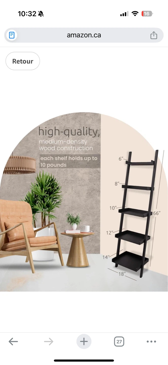 5-Tier Ladder Shelf BLACK - photo 2