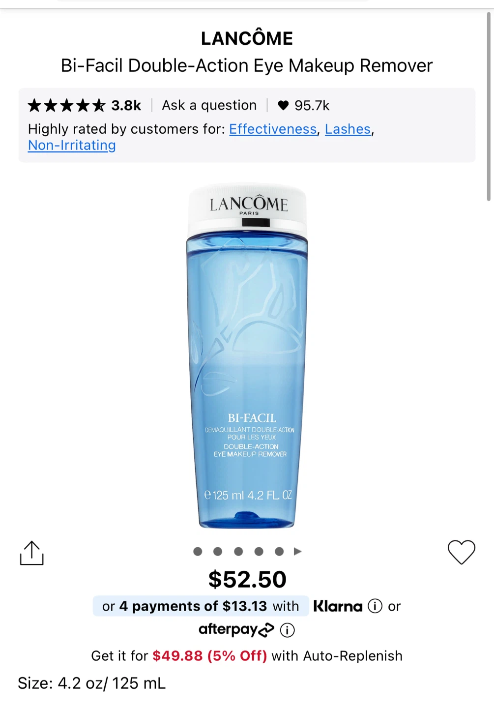 Lancôme Bi-Facil Double-Action Eye Makeup Remover - 125ml