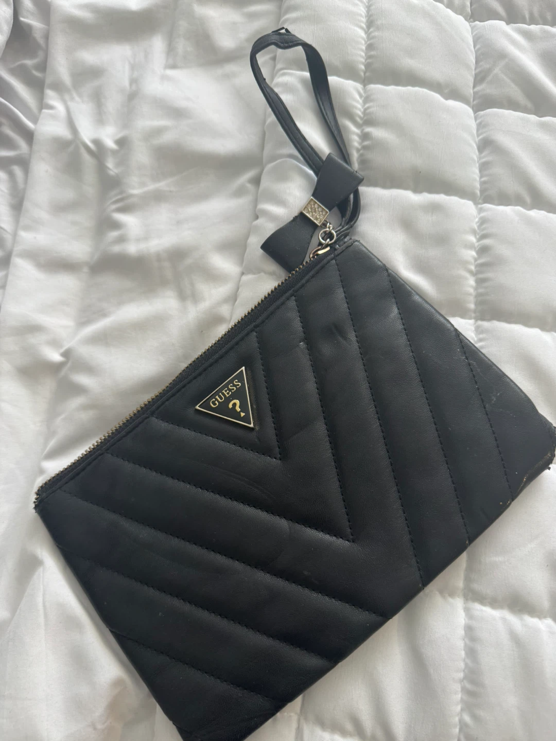 GUESS Quilted Wristlet Clutch - Black