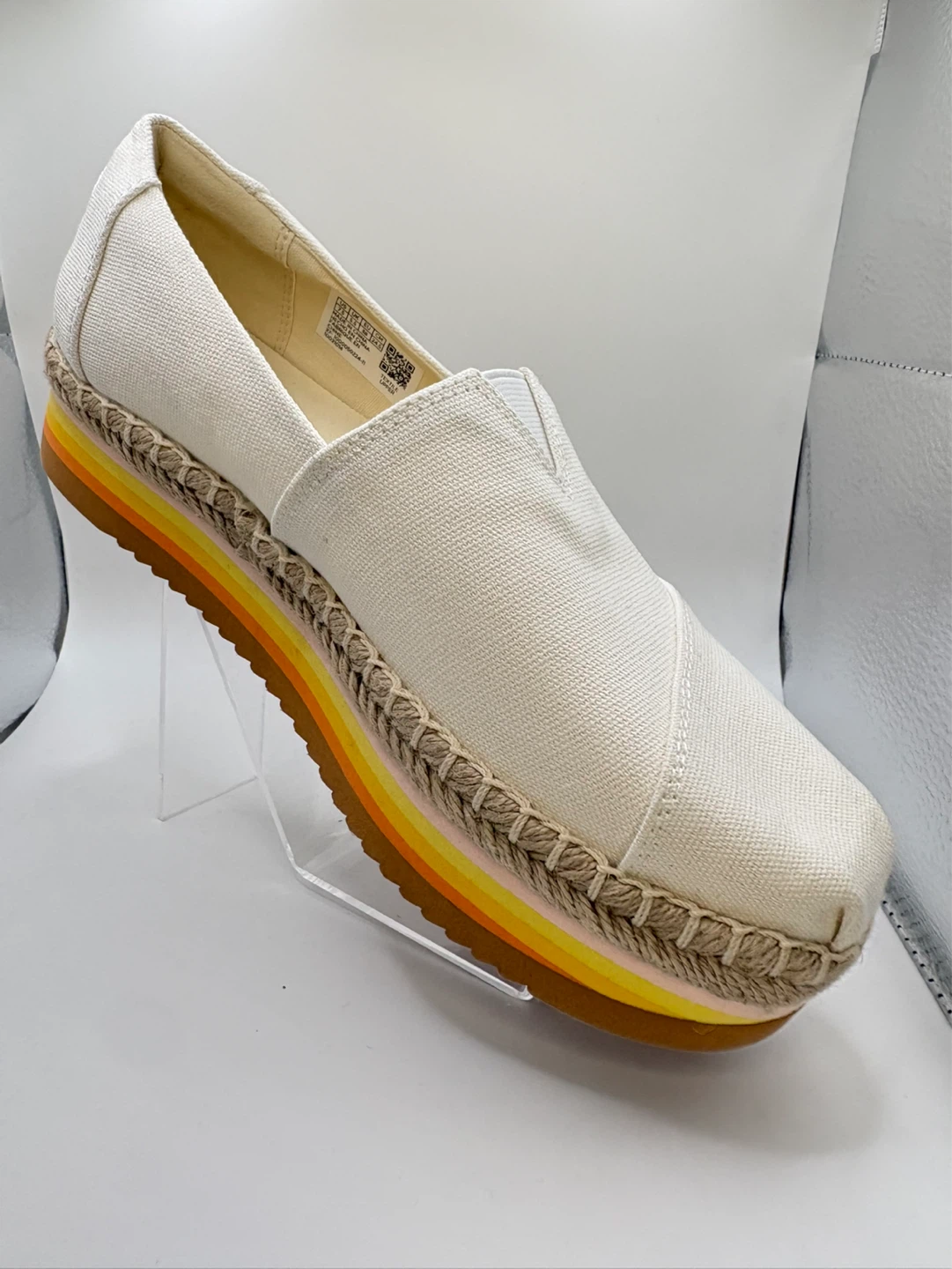 Size 7.5 - NEW w/TAG! TOMS White Espadrille Platform Flats - photo 5
