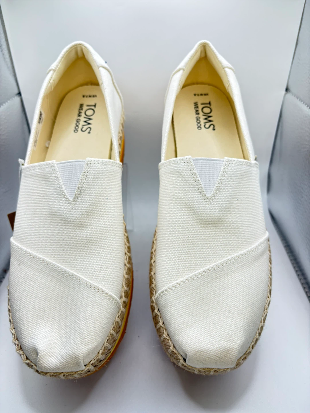 Size 7.5 - NEW w/TAG! TOMS White Espadrille Platform Flats - photo 3
