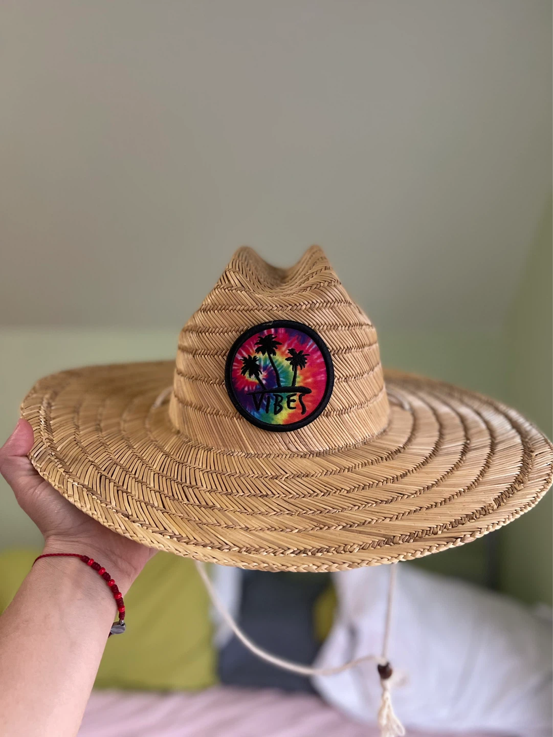 Straw Cowboy Hat with "Vibes" Patch