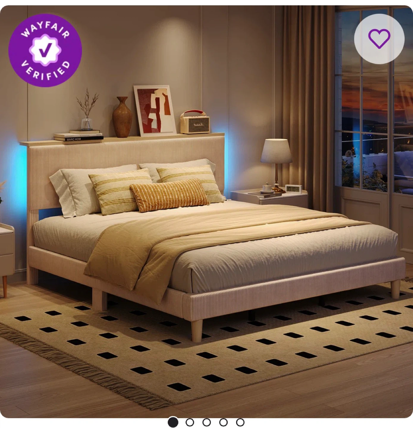 Twin Bed Frame with Headboard and LED lights