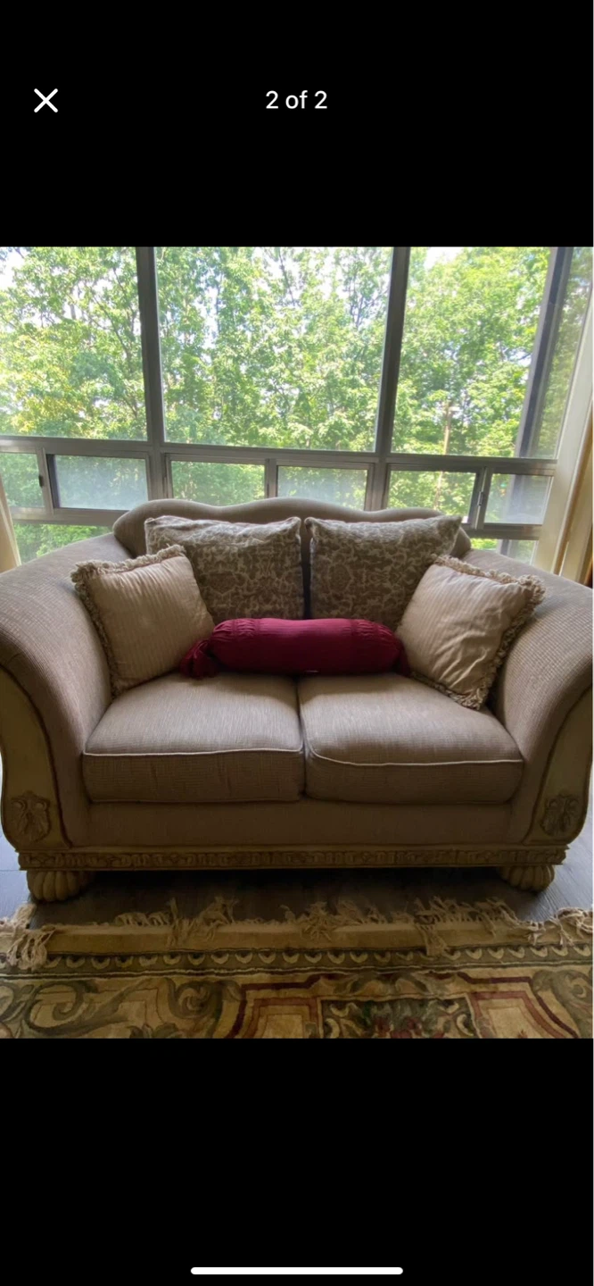 Taupe Sofa and Loveseat with Decorative Pillows - photo 2