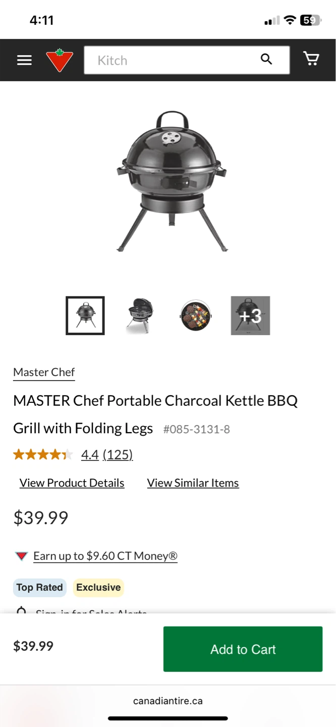 Master Chef Portable Charcoal Kettle BBQ Grill - photo 3
