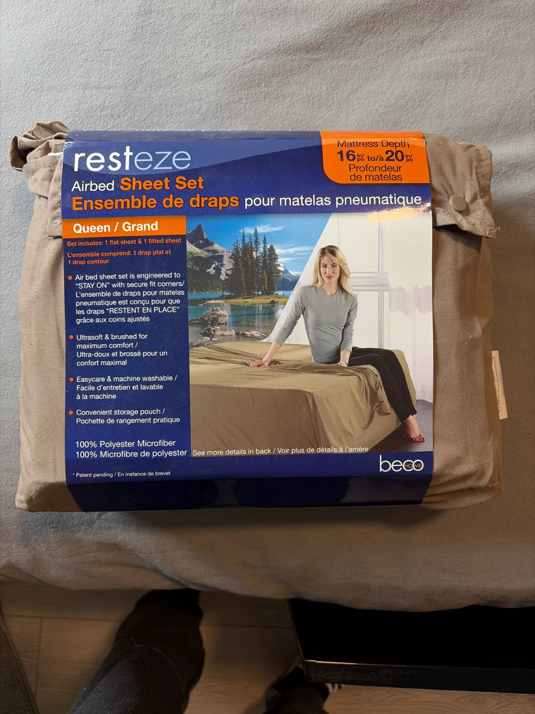 Resteze Airbed Sheet Set Queen - Beige