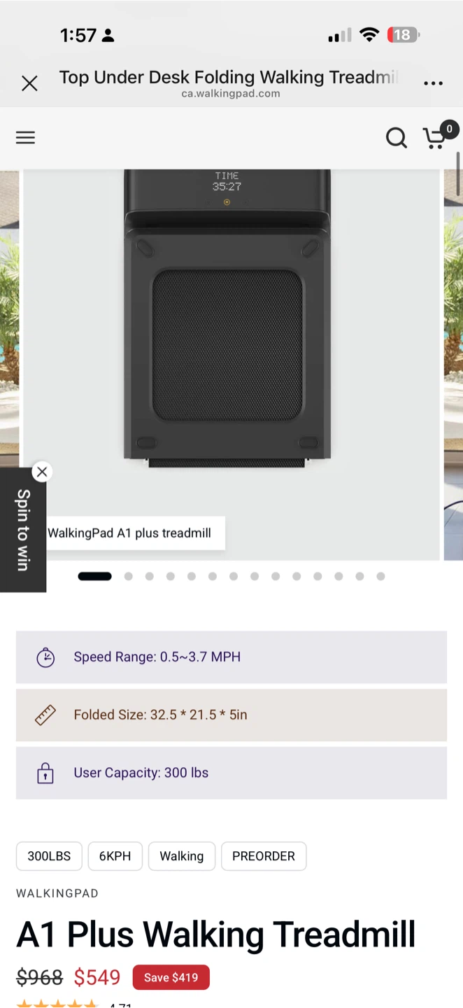 WalkingPad A1 Plus Walking Treadmill