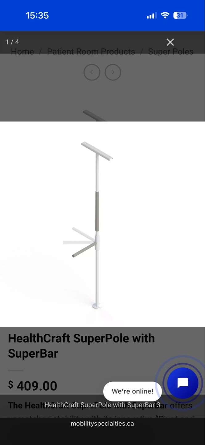 New-in-box Floor-to-ceiling Bariatric SuperPole with SuperBar - photo 2