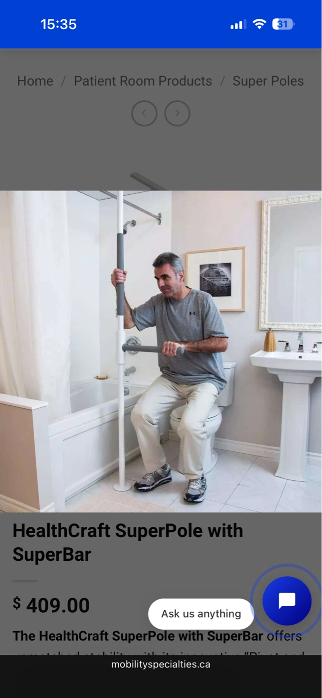 New-in-box Floor-to-ceiling Bariatric SuperPole with SuperBar - photo 3