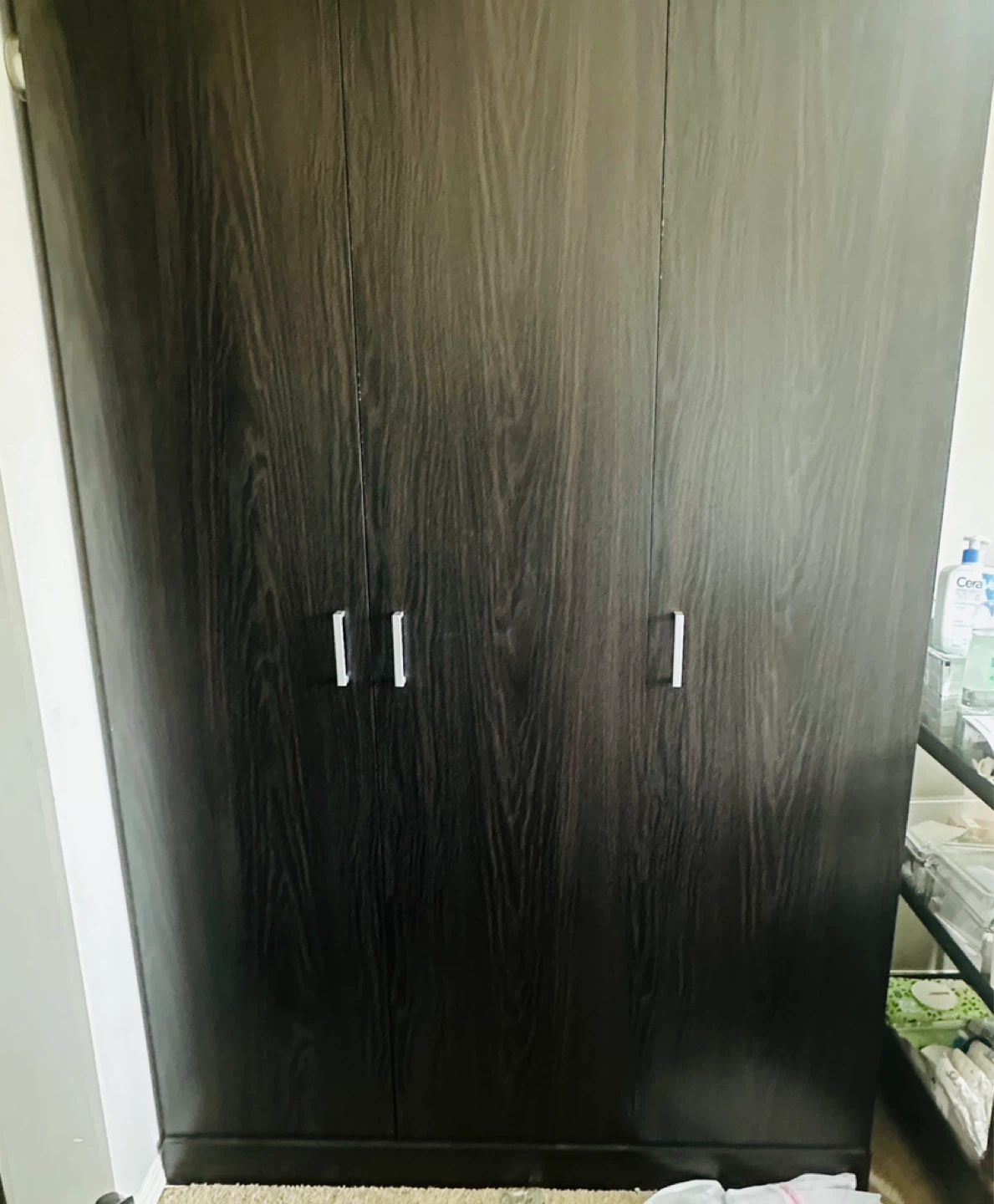 Dark Wood 3-Door Wardrobe