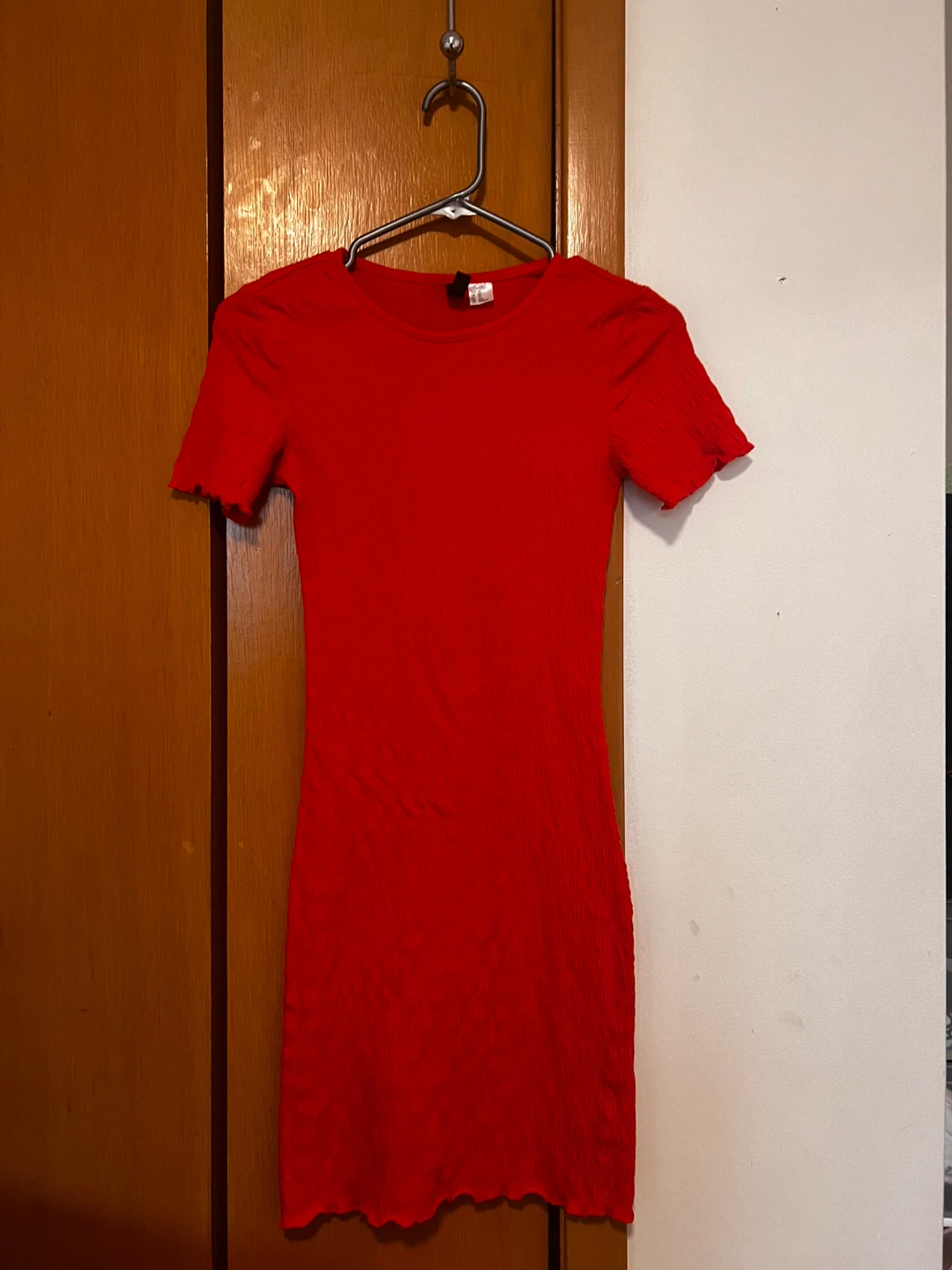 Red H&M Ribbed Mini Dress