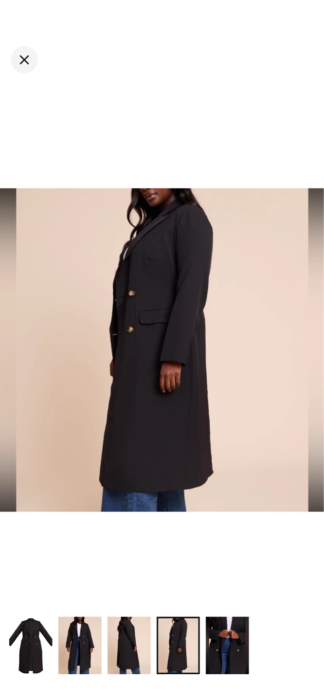 Black Double Breasted Longline Blazer Coat - photo 4