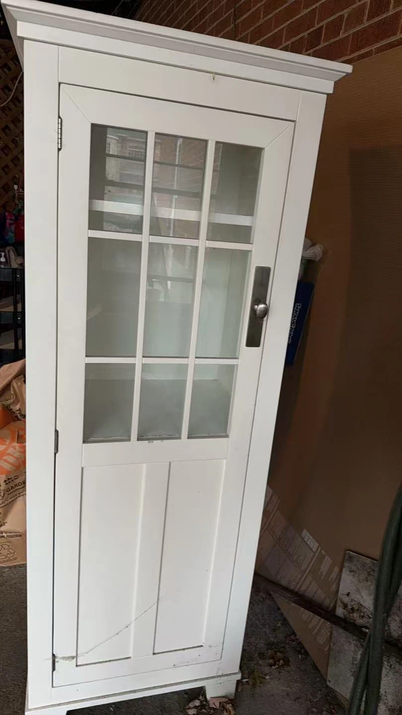 White Display Cabinet with Glass Door