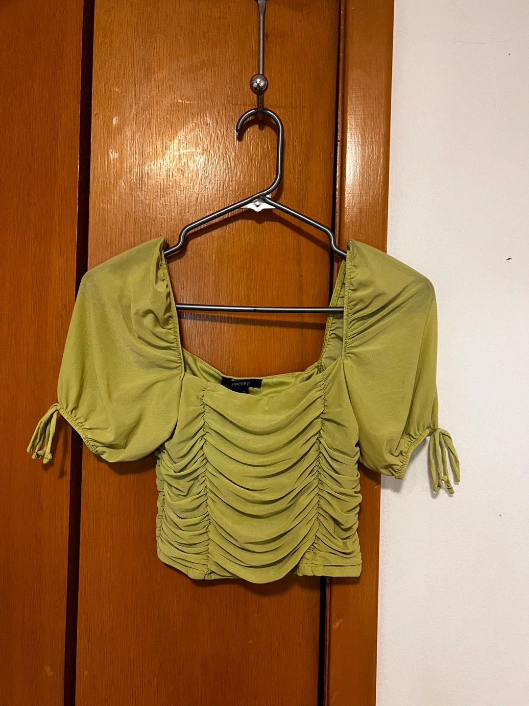 Forever 21 Green Ruched Square Neck Top - photo 2