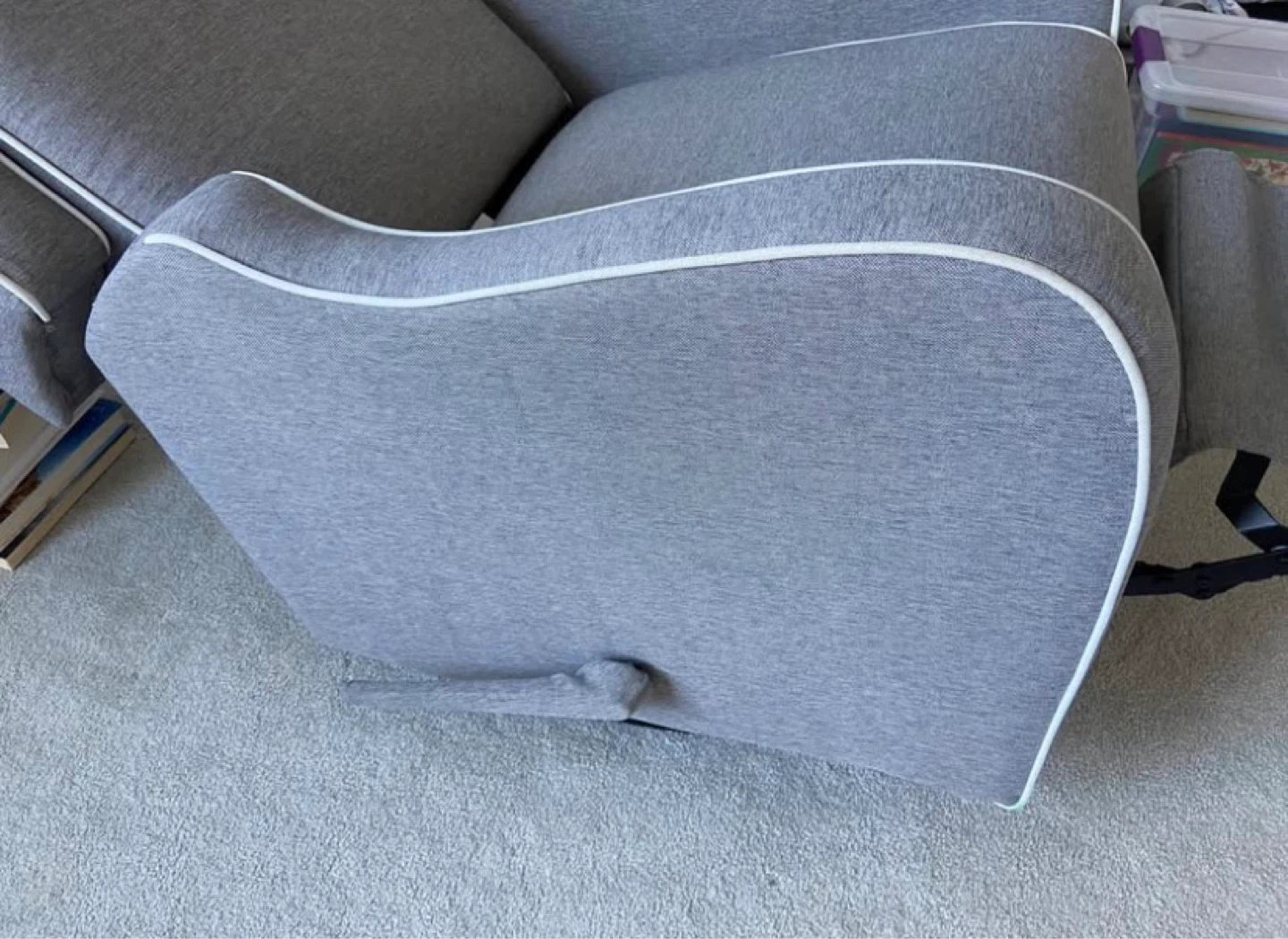 Grey upholstered glider chair with ottoman - photo 4