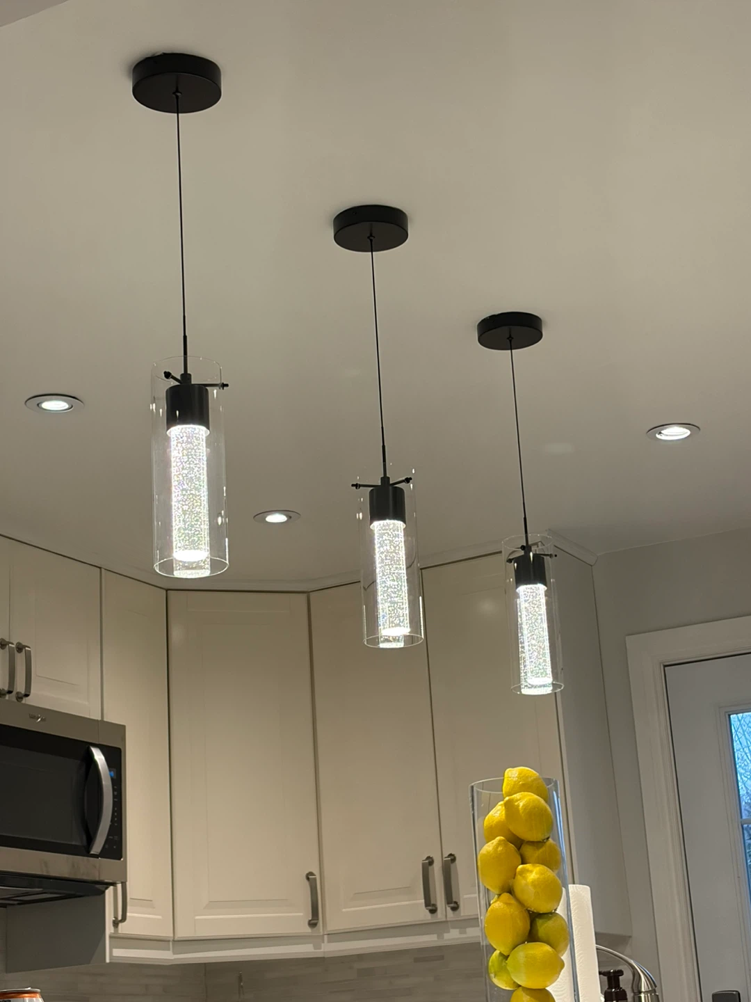 Cylinder Pendant Light Fixture with Bubble Glass