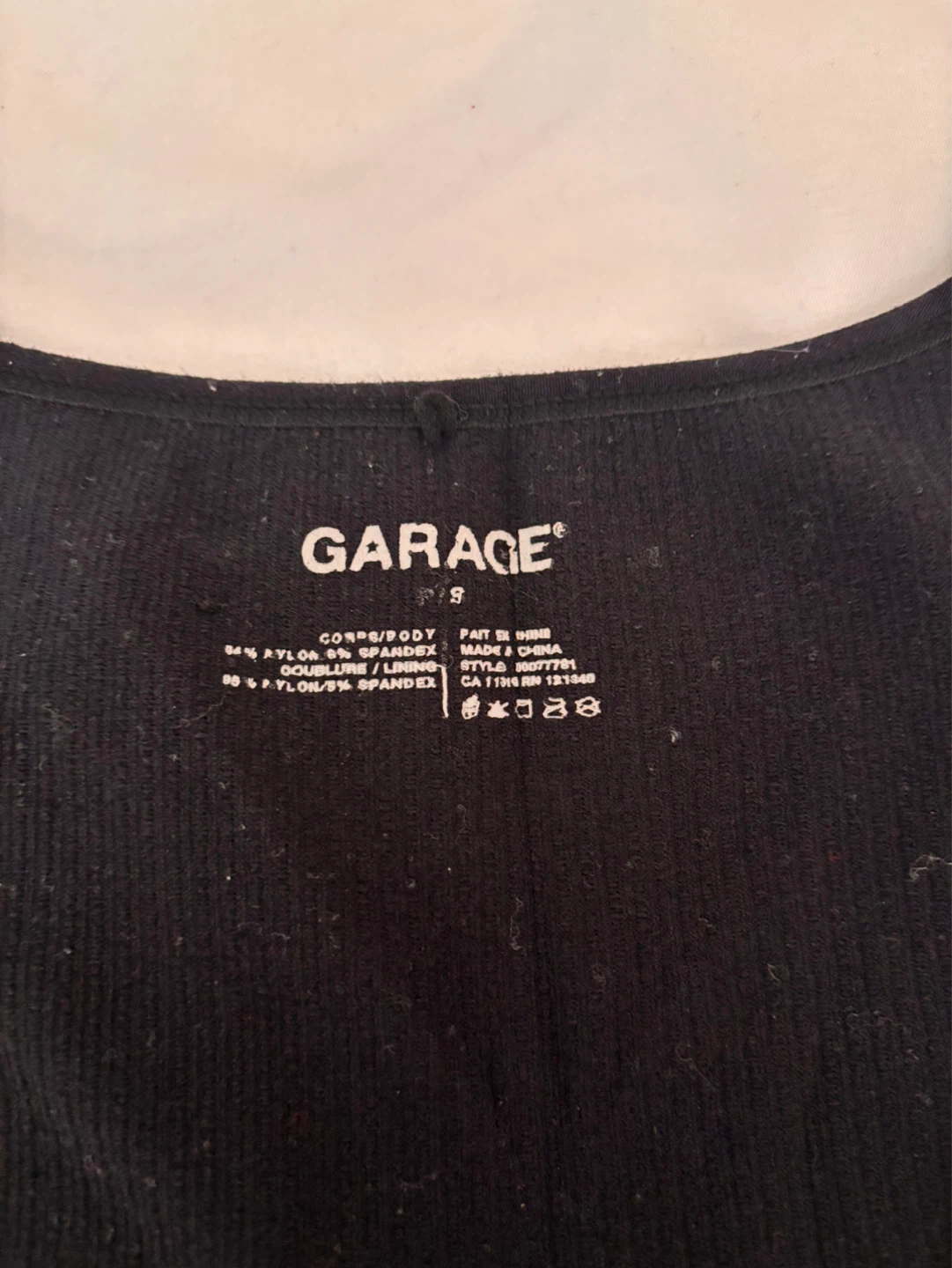 Garage Black Ribbed Long Sleeve Crop Top - photo 2
