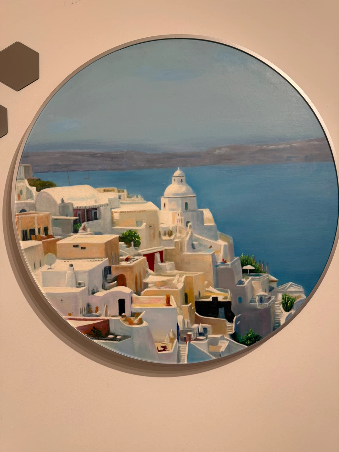 Framed Santorini Landscape Painting